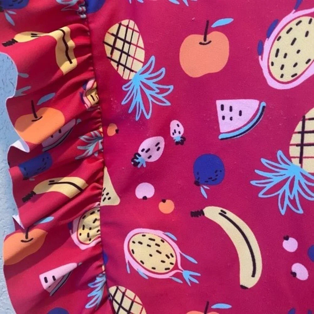 Andy And Evan Girls Fruity Ruffle One Piece Swimsuit - Size 6 - EUC